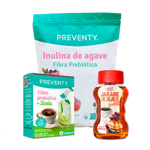 Inulina de Agave 350 g, 40 Sticks Inulina + Stevia, Jarabe de Agave Squezee 454 g