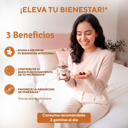 PREVENTY, Gomitas, Prebiótico, Inulina de agave, Probióticos, Suplemento alimenticio. Para adultos, Sabor tamarindo, 180 gr