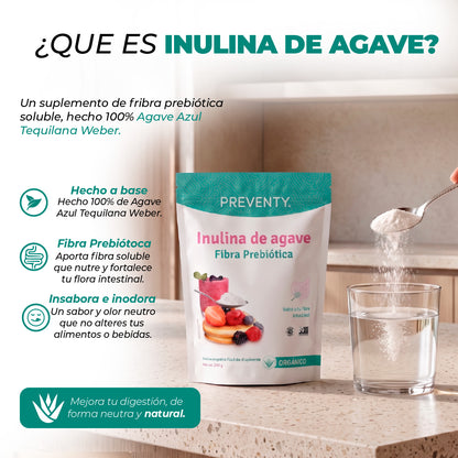 PREVENTY, inulina de agave, Orgánica, Fibra Soluble, 350gr