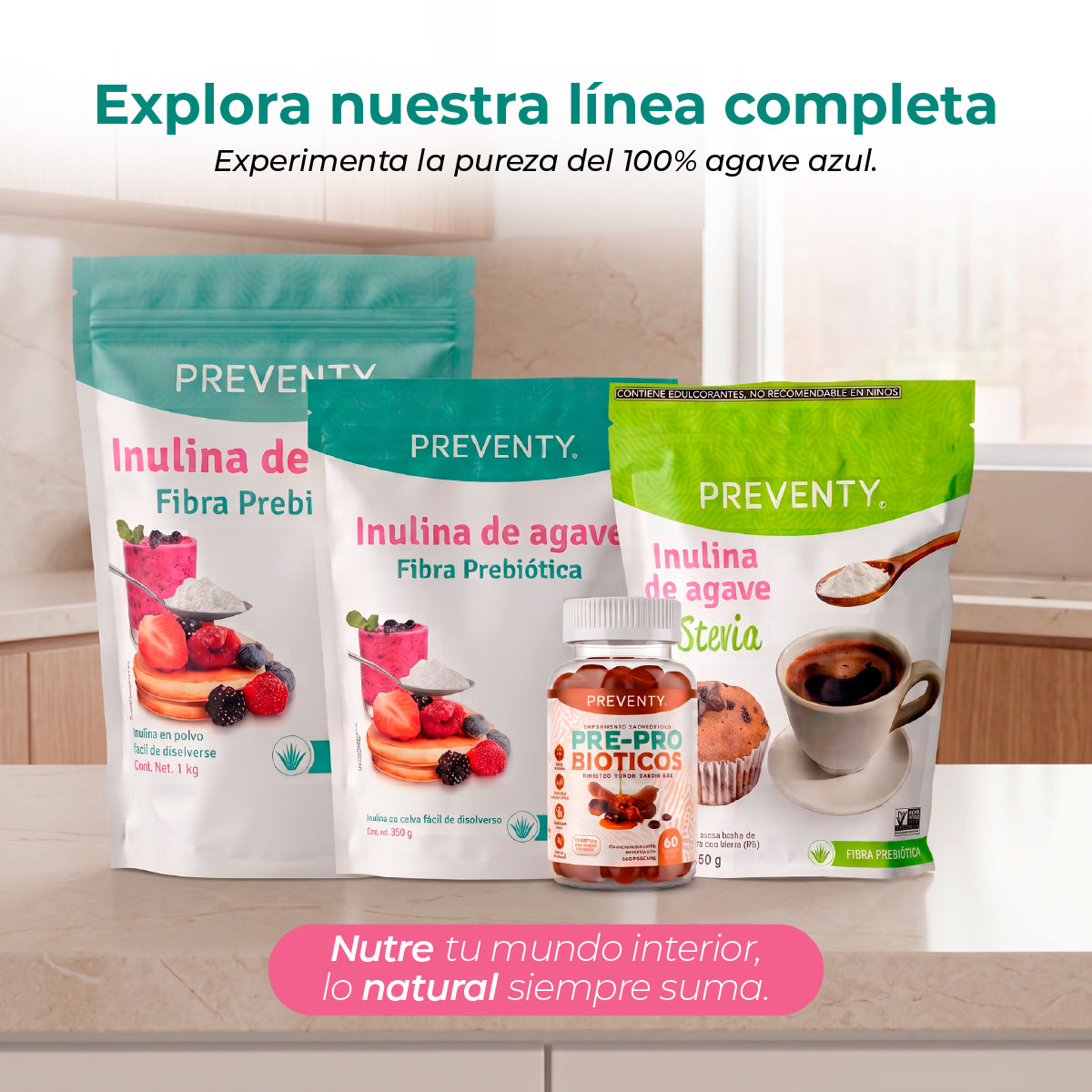PREVENTY, inulina de agave, Orgánica, Fibra Soluble, 350gr