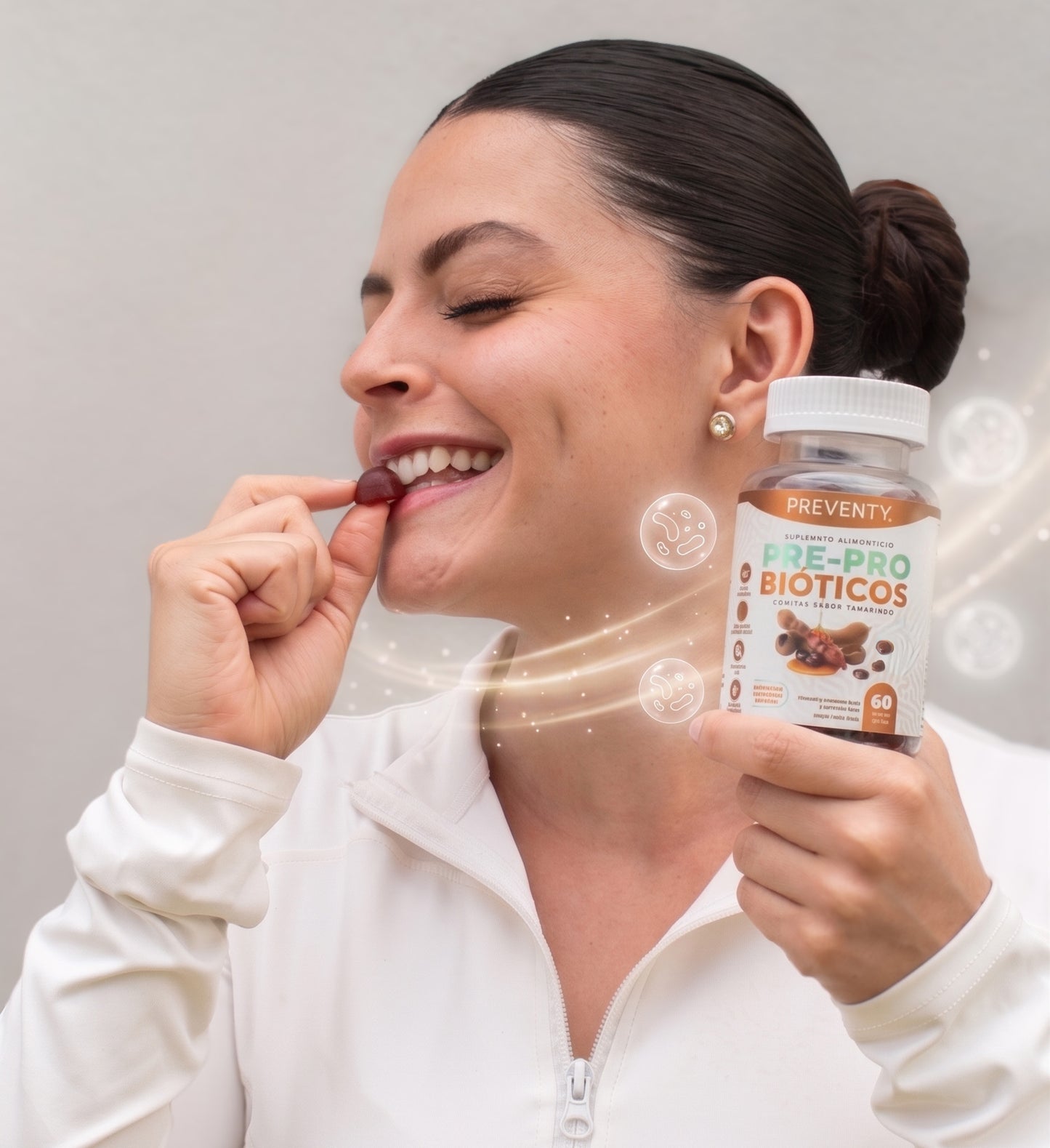 PREVENTY, Gomitas, Prebiótico, Inulina de agave, Probióticos, Suplemento alimenticio. Para adultos, Sabor tamarindo, 180 gr
