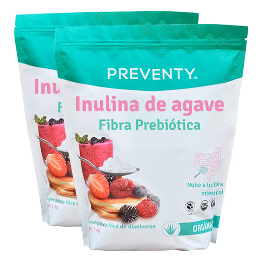 PREVENTY, Inulina de Agave , Orgánica , Sabor neutro, Para toda la familia, 1 kg (2 piezas)