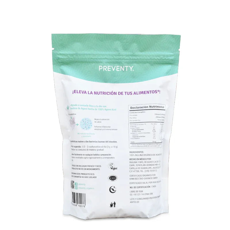 Inulina de Agave Orgánica 350 g (8 piezas)