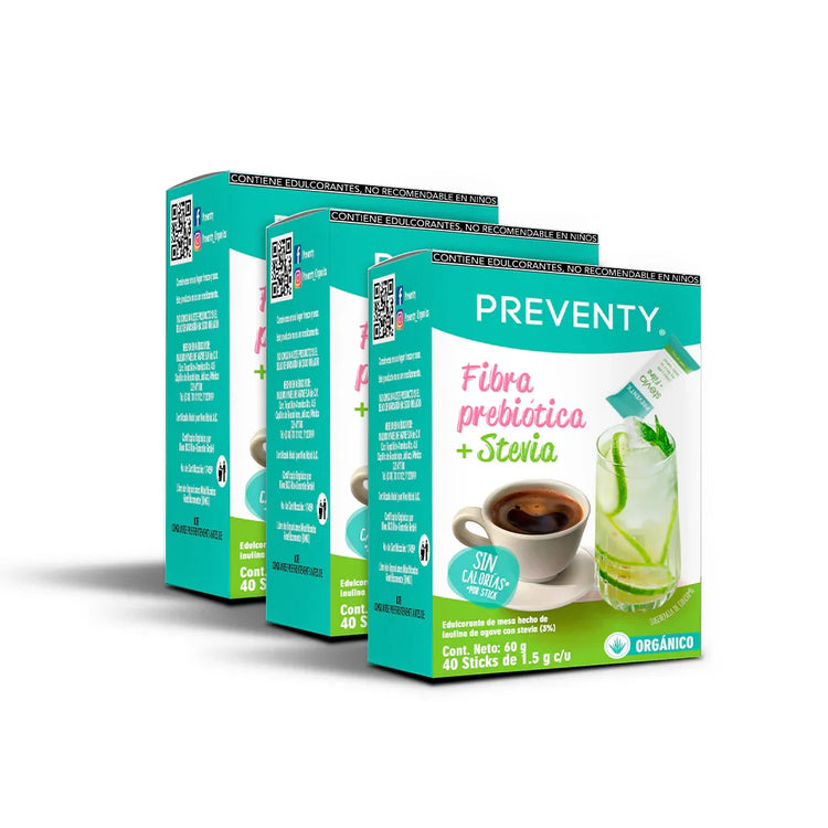 Sticks de Inulina de Agave + Stevia (3 cajas con 40 sticks c/u)